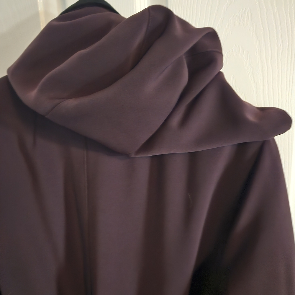 Plum Color Gallery Brand Belted Trench Coat, Removable Hood, Removeable Lining - Picture 4 of 5